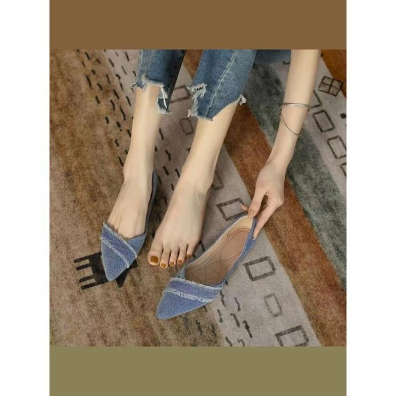New Flat-bottomed Pointed-toed Shallow-mouth Single Shoes with Skirt Single Shoes, Women's One-pedal Versatile Soft-soled Fashionable Flat Shoes