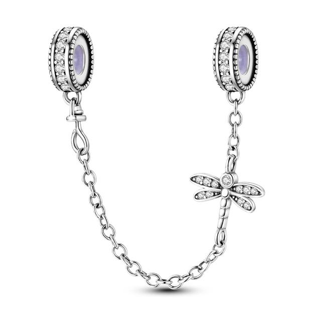 Nový 925 Sterling Silver Sparkling Pav éCrown O Tree Bezpečnostní řetízek Přívěsek Korálky Temperament Náramek Ženy Šperky Dárek