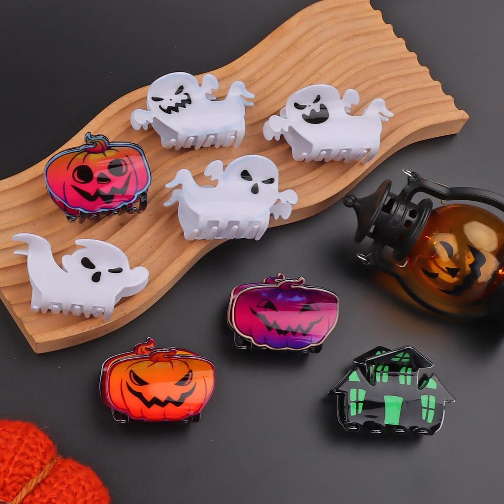 Bamboo Yao Halloween Ghost Pumpkin Hair Claw Clip - Quirky Shark Clip Hair Accessory for Women