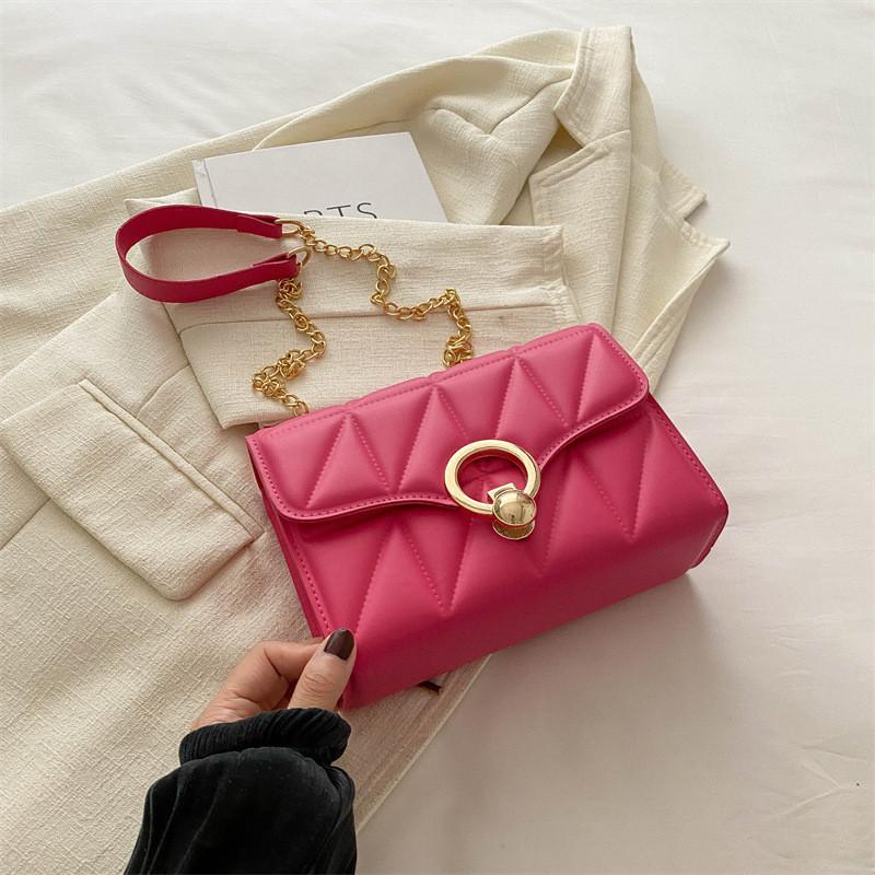 Gold Buckle Crossbody Bag For Women Summer Small Square Fashion Chain Shoulder Purse For Daily Use