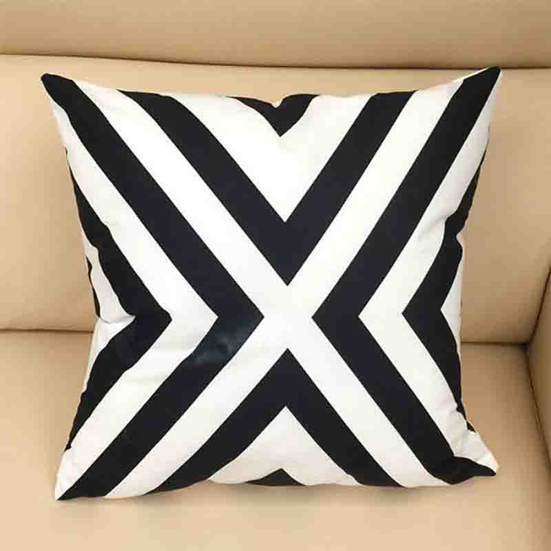 Square Nordic Pillow Case Double-sided Pillowcover Simple Fashion Black and White Geometric Pillow Car Sofa Office Bedside Back Cushion Cover