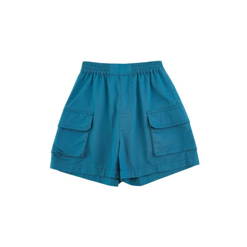 Boys 2025 Summer Solid Color Cargo Shorts 150 cm озеро синий