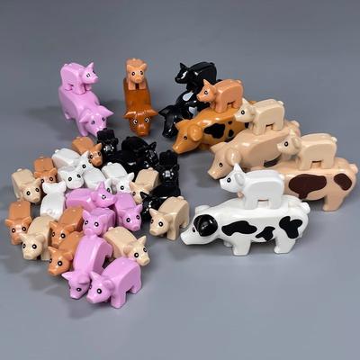 5PCS/Set Cute Pig Snake Cat Animals Figures DO-IT-YOURSELF Constructing Blocks Playthings for Children Gifts Plaything Colorful Animal 38801