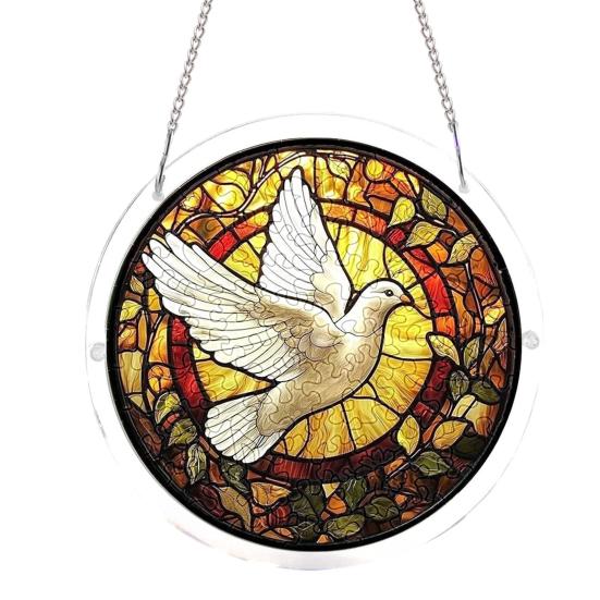 Sun Catcher Puzzle Acrylic Suncatcher Durable Clear Acrylic Colorful Patterns Window Decoration for Doors Garden