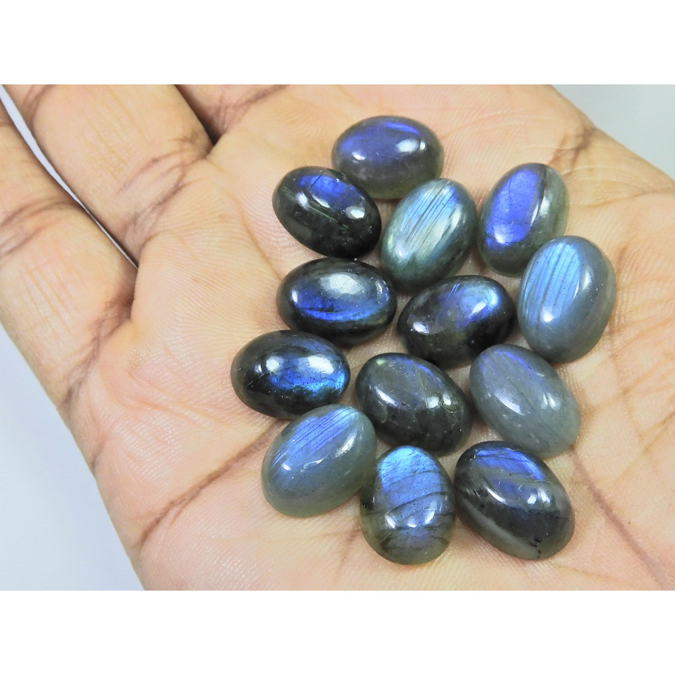 10X14MM Natural Labradorite Blue Fire Oval Cabochon Loose Gemstone 13Pcs Lot C-1072