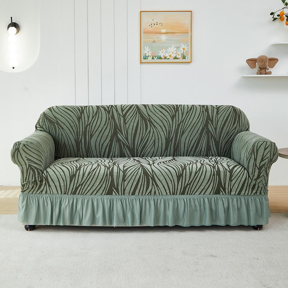 

Furniture Protector Stretch Sofa Cover Thickened Slip Proof Jacquard Skirt Design All Season Single (90-140cm)