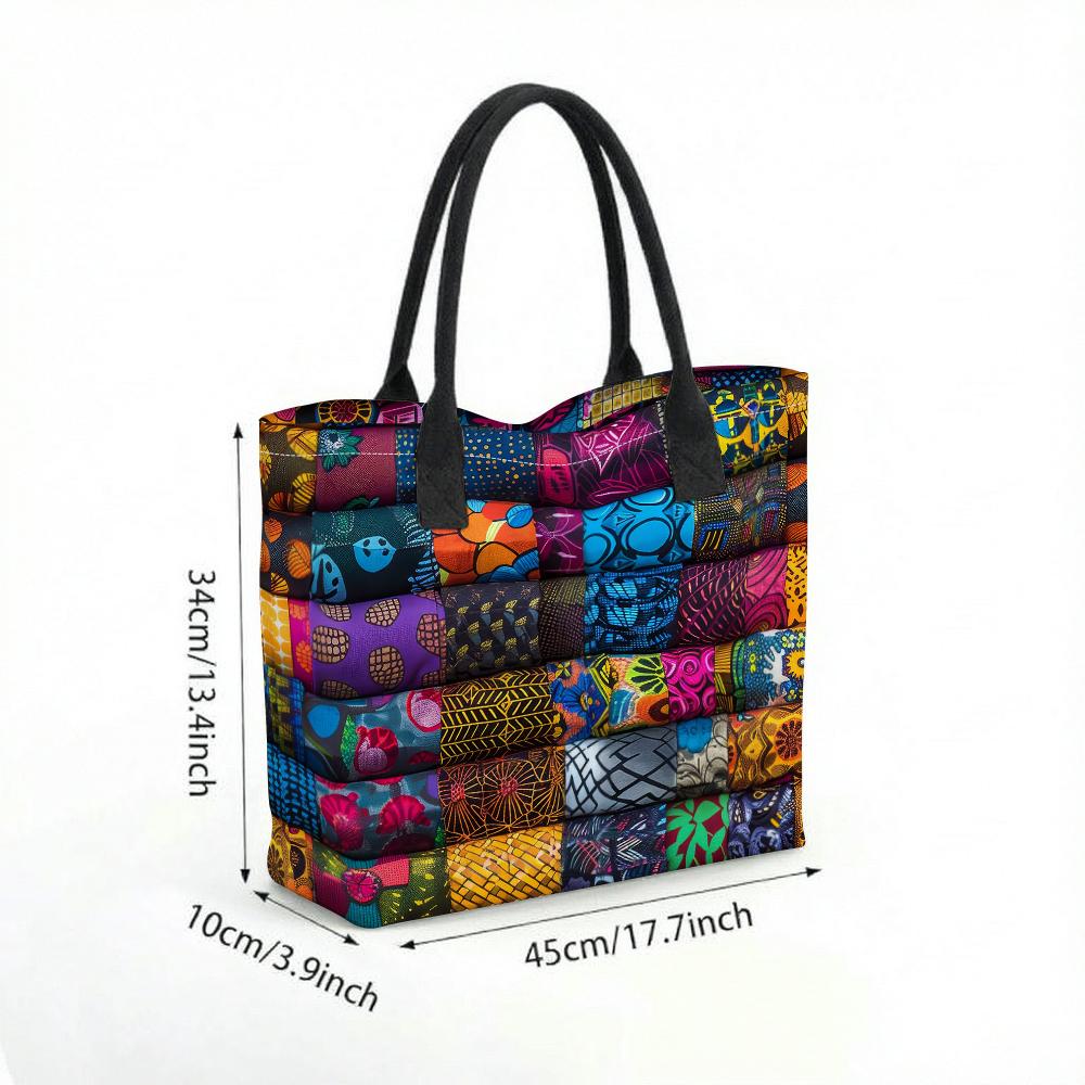 Bohemian Patchwork Tote Bag Fashion Large Capacity Casual Shoulder Purse for Daily Use