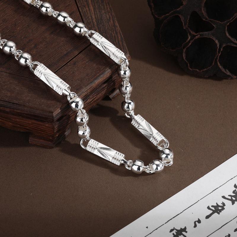 Men's Necklace, Fashionable and Domineering, Thick Bamboo Ball Bead Rib Chain, Advanced and Versatile Gift for Boyfriend