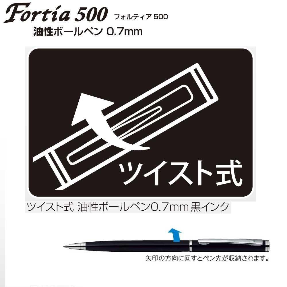 Zebra Fortia 500 Ballpoint Oil-Based Pen, 0.7mm, Silver, BA81-S