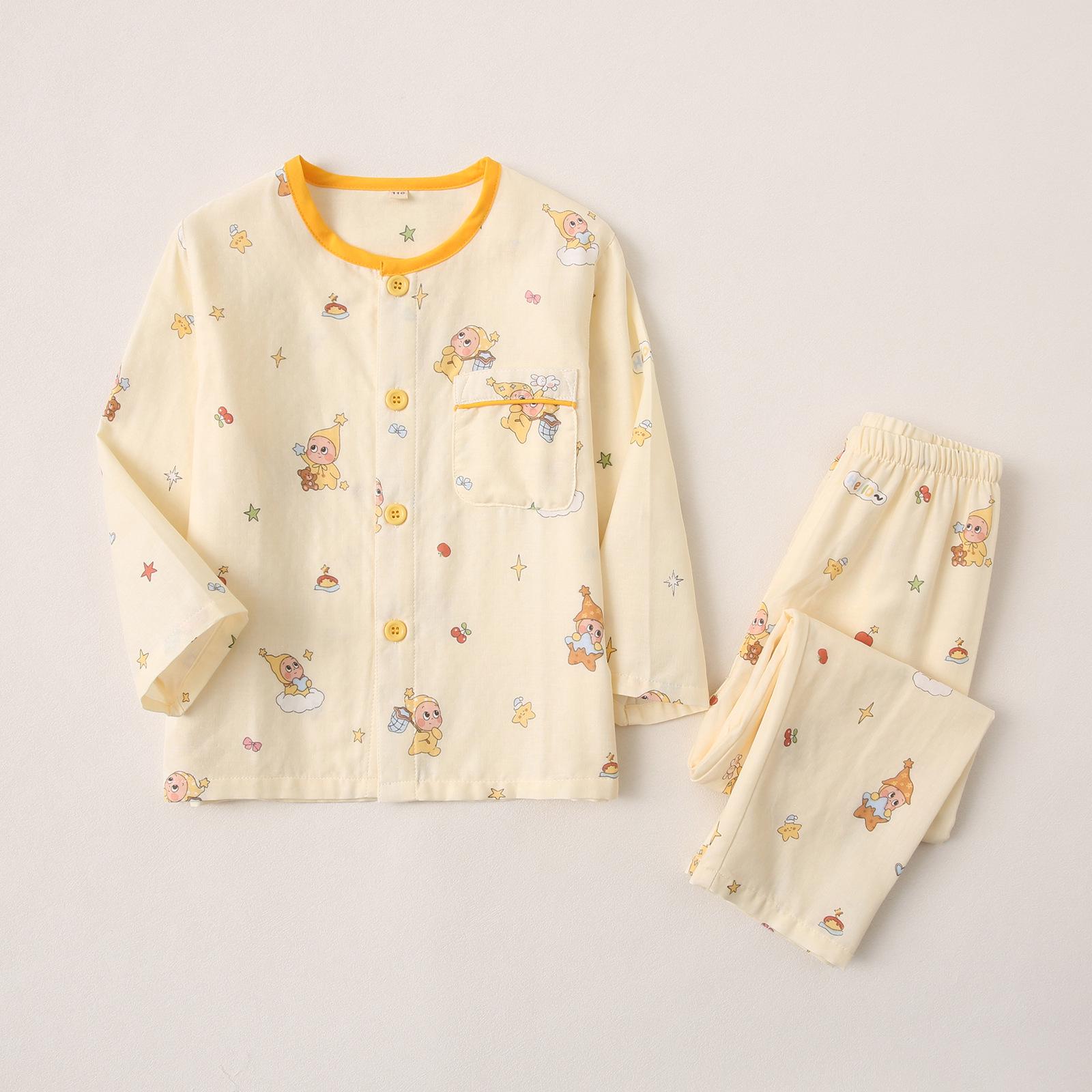 

2026 All-Season Boys Cotton Gauze Pajama Set 120 cm