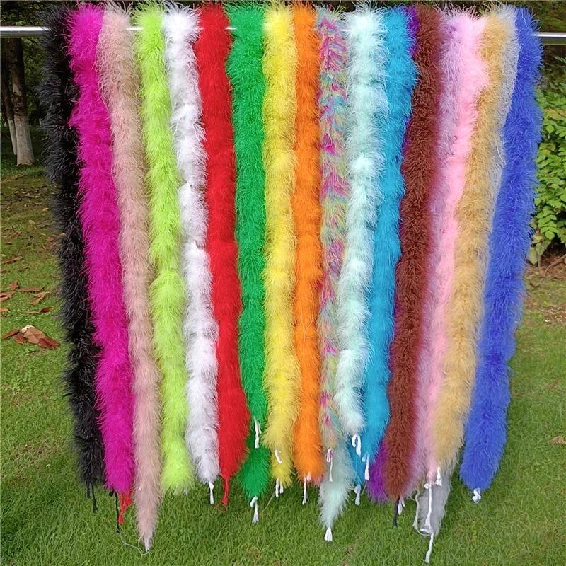 2Meters Black Fluffy Turkey Marabou Feather Boa 18-20g Shawl Wedding Skirt Fringe Trim Feathers On Tape for Clothes Decoration