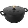 Staub Wa-NABE Black Large 20cm Cast Iron Enamel Pot with Handles, 3-Cup Capacity, Induction Compatible [Official Japanese Product] Wa-NABE 40501-009