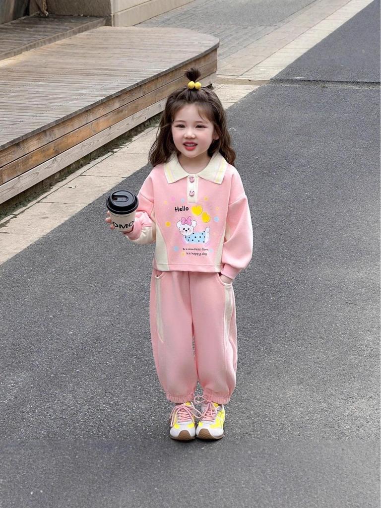 2025 Spring Stylish Two-Piece Cartoon Suit for Girls - Casual Autumn Wear