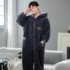 Herren Verdickter Korallenfleece Einteiler Schlafanzug - Winter/Herbst Flanell Hausanzug für Teenager & Erwachsene