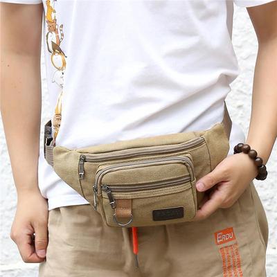 Unisex Langlebige Canvas Hüfttasche: Vielseitige Umhängetasche für Arbeit, Outdoor & Business, mit Fächern für Telefon, Münzen & Bargeld.