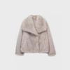 Women's Black Imitation Leather Lamb Wool Coat - Autumn/Winter 2024 Collection