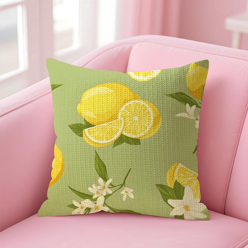 Lemon Fashion Cushion Cover Natural Linen Pillow Case DoubleSided Print Decorative Sofa Pillowcase Home Decor Gift