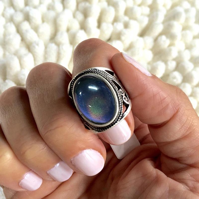 Huitan Vintage Lady Rings Big Oval Plastic Stone Daily Wear Party Unique Retro Women Accessories Noble Jewelry Drop Shipping