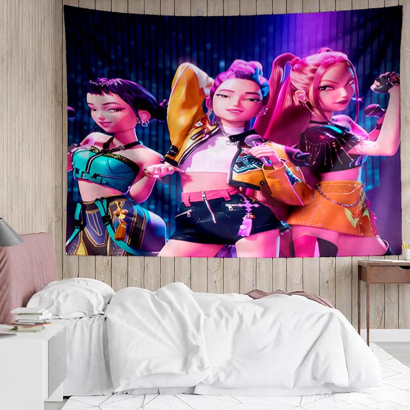 Kpop Hunter5 Tapestry for Bedroom Aesthetic Classroom Tapestries Wall Hanging for Living Room Dorm Office,Ideal Creative Gift