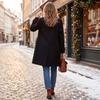 Cappotto in Lana Casual Retro da Donna di Media Lunghezza con Collo a Revers per l'Uso Quotidiano Invernale