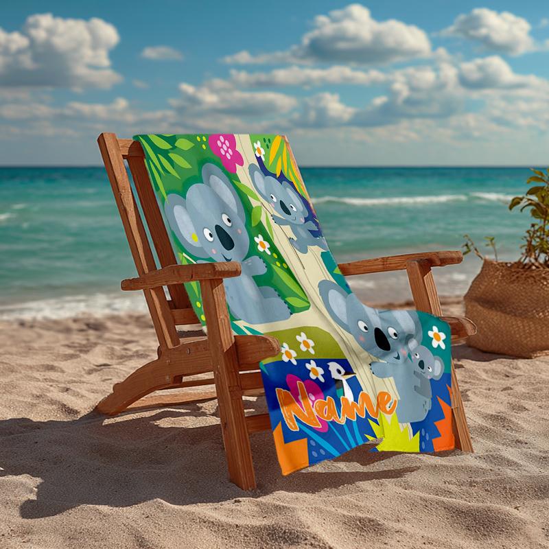Personalisierbares Ultra-Weiches Strandtuch mit Koala-Motiv, Ideal für Pool - Camping, Tauchen - Perfekter Reisebegleiter, Lebendiges Strandtuch.