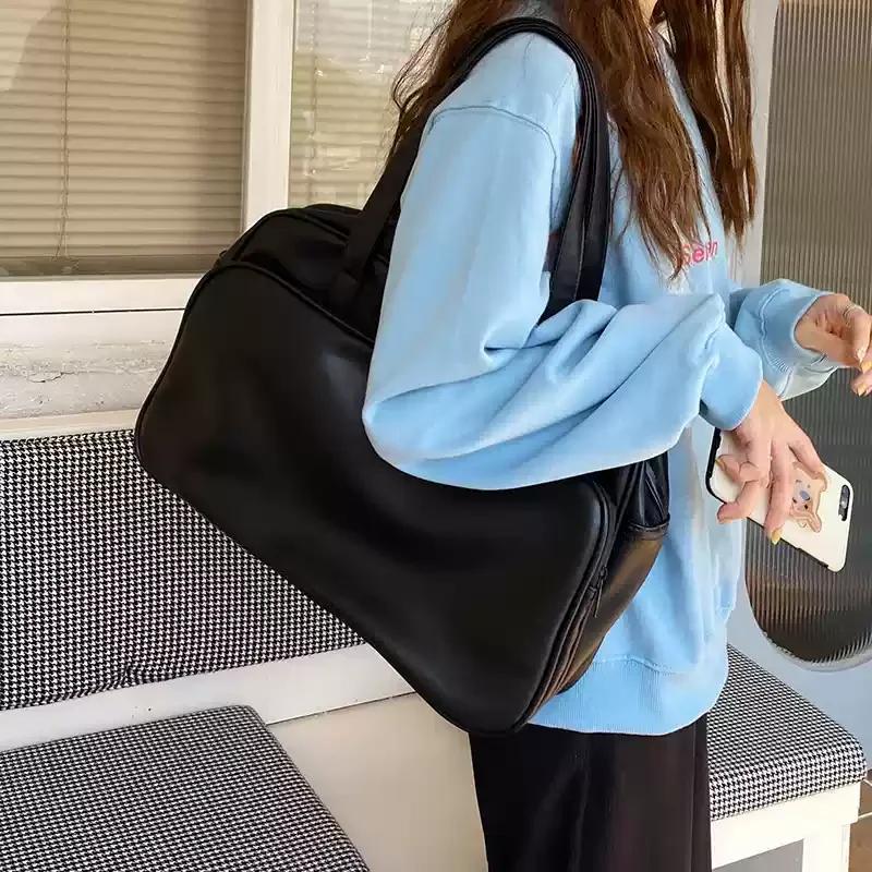 Vintage Large Capacity Shoulder Bag for Women Soft Pu Leather Ladies Underarm Bag Business Trip Storage Female Tote Handbags