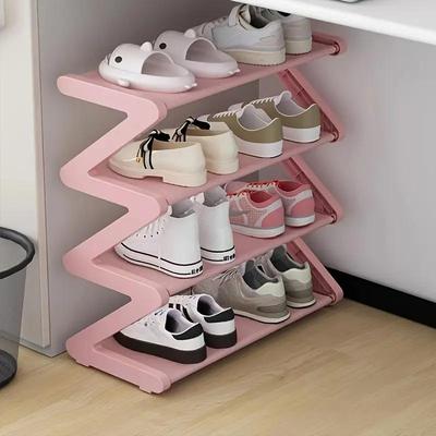 4-Tier Freestanding Shoe Racks, Freestanding Z-Shaped Multipurpose Storage, Easy Assembly Stackable Floor Mounted Shoe Holder