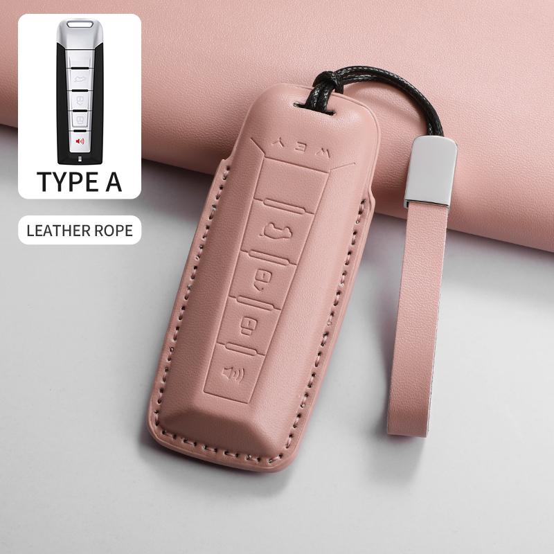 PU Leather Car Smart Remote Key Cover Case For WEY Blue Mountain Highland Mocha Latte DHT-PHEV Key Protecter Shell Accessories