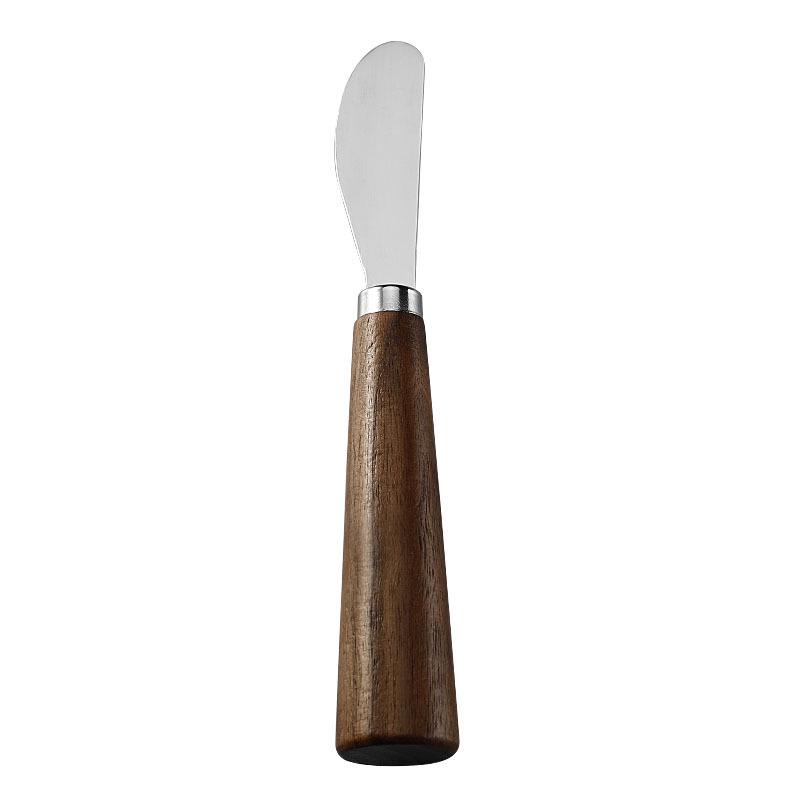 Walnut Handle Stainless Steel Cheese Knife, Fork, and Butter Spreader Set
