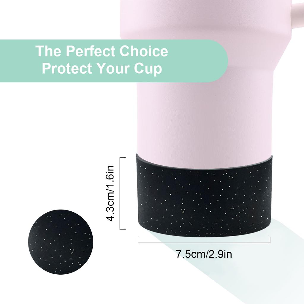 Leeseph Protective Glitter Silicone Boot,Compatible with Stanley Tumbler and More Bottles/Tumblers with 2.9in Bottom, Anti-Slip