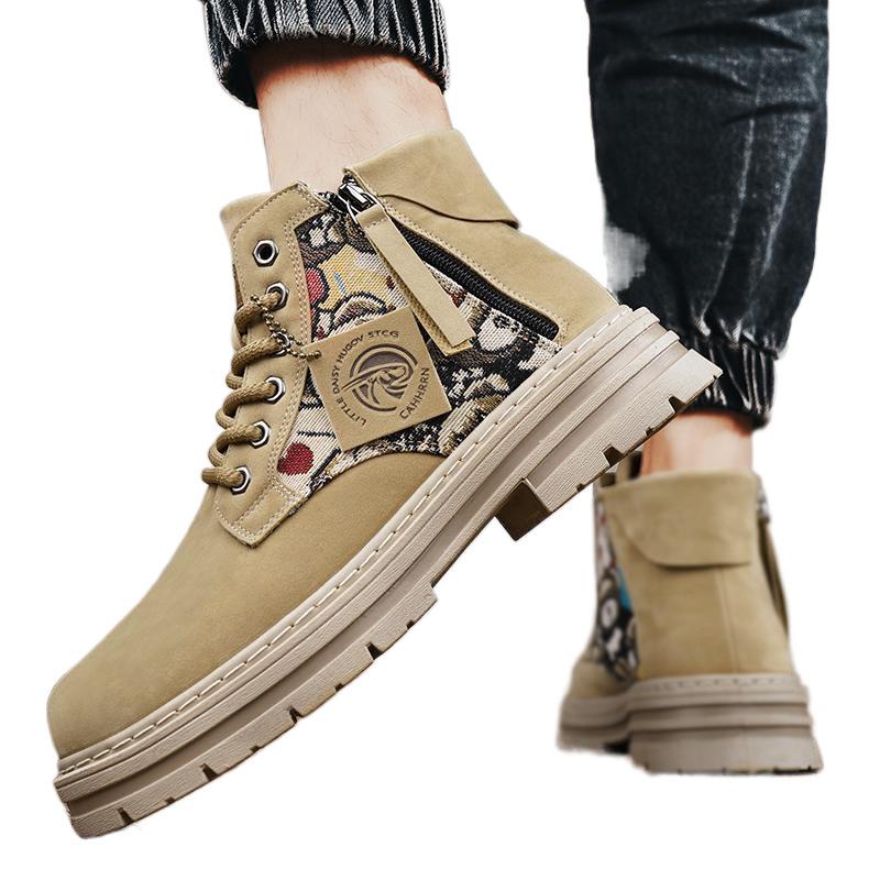 Autumn men's shoes new breathable high-top Martin boots men's trend versatile thick-soled non-slip tooling shoes casual short boots