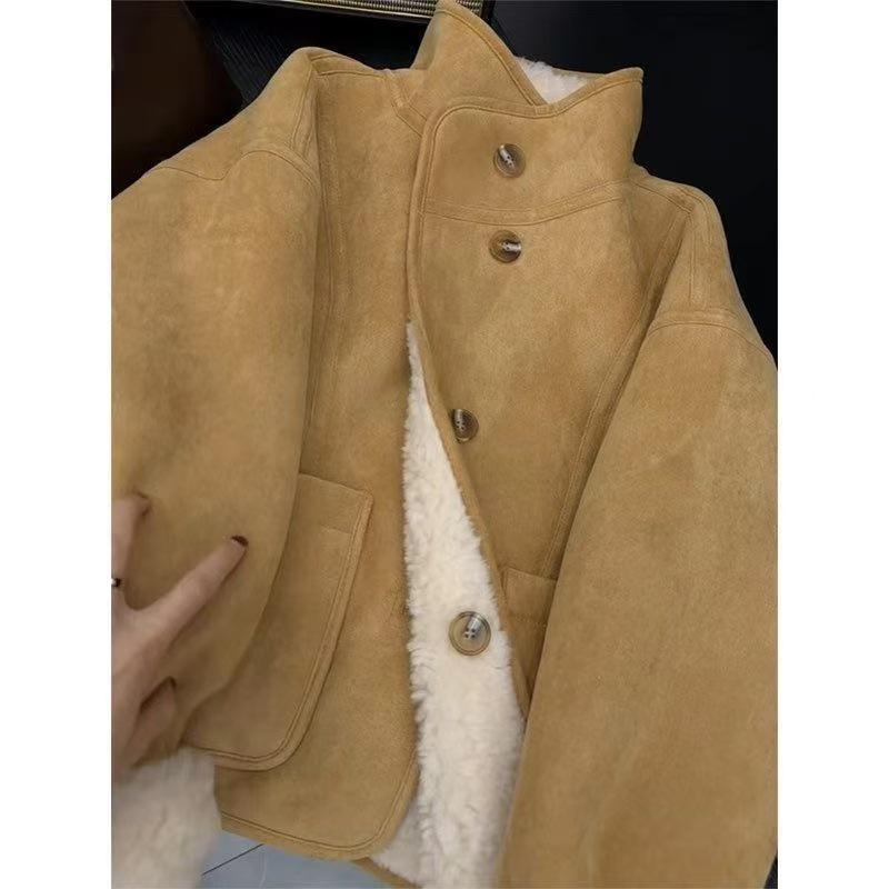Retro Brown Fur Collar Wool Coat - 2025 Autumn/Winter Collection