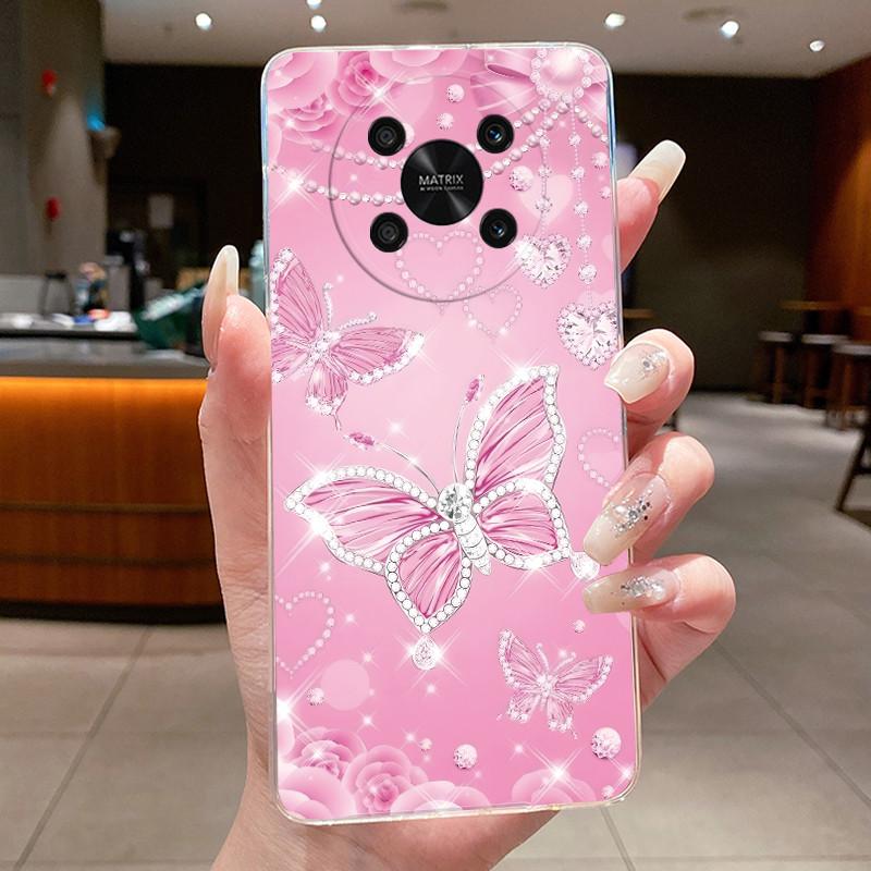For Honor X9 Case HonorX9 4G 5G Elegant Luxury Butterfly Flower Printing Soft Silicone Clear TPU Protective Cover Phone Cases