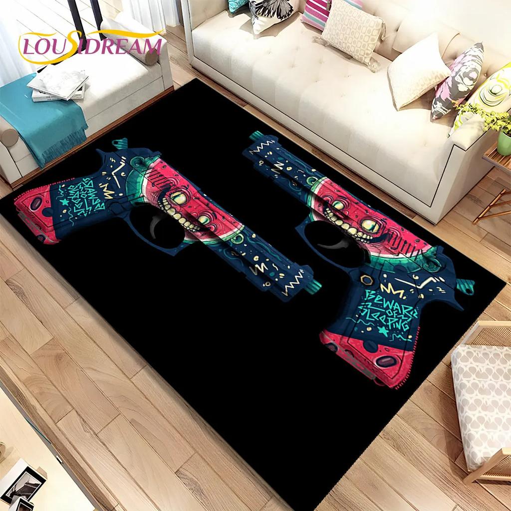 3D Assault Rifle Pistol Gun CS M4 AK USP Game Area Rug,Carpet for Home Living Room Bedroom Sofa Doormat Decor,Non-slip Floor Mat
