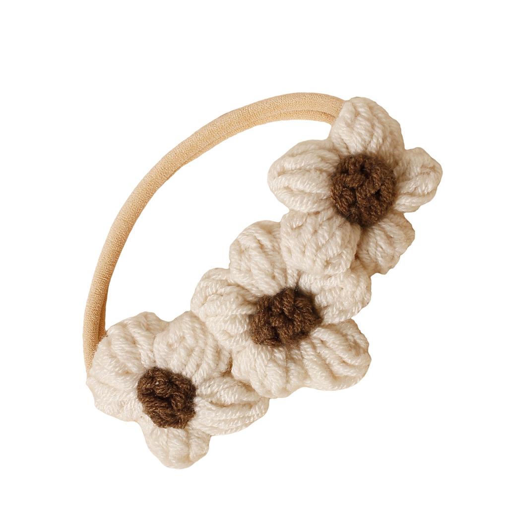 Gestricktes Stirnband mit Blumenanhänger für 100-Tage-Fotografie Weich und sicher Atmungsaktiver Babyschmuck Requisiten für Fotoshootings