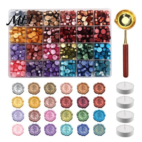 Wax Melting Spoon Seal Kit, with Beads And Candles Set, Artistic Set Stamp for DIY Crafting Wedding Invitations Tool