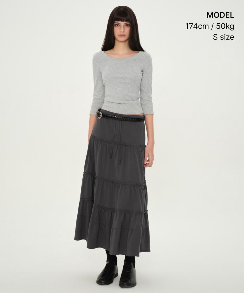 Musinsa Standard Woman Women'S Jersey Tiered Long Skirt [Grey]