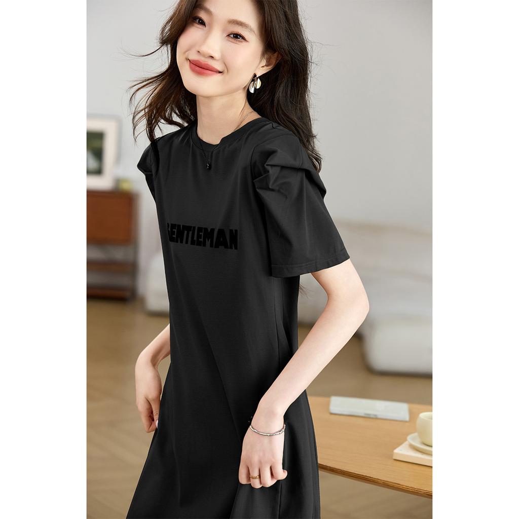 Design a high-end casual dress, women's summer straight tube skirt, sports style dress, mid length skirt, women's skirt