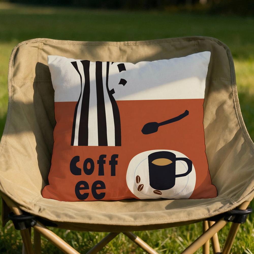 Creative Coffee Illustration Cushion Cover Soft Reversible  Durable Pillow Cover  MultiScene Use for Home  Car Daily Comfort