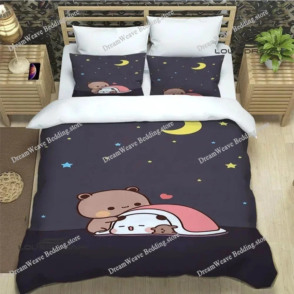 Cute Cartoon Bear Printed Bedding Sets Exquisite Bed Supplies Set Duvet Cover Bed Comforter Set Bedding Set Luxury Birthday Gift