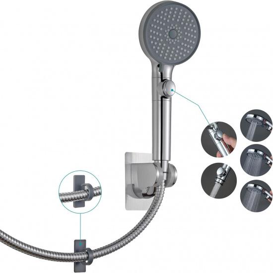 RV Shower Head with Hose and No Drilling Wall Mount Handheld Shower Holder,5 Mode High Pressure Shower Head with On Off Switch Water Saving for