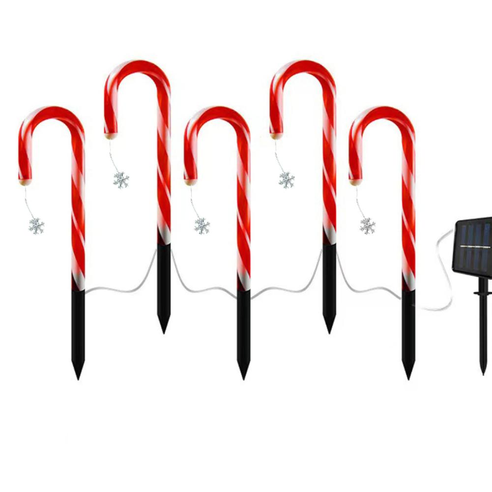 

5PCS Solar Candy Cane Lights Outdoor Christmas Decorations Christmas Solar Powered Lights 8 Modes Christmas Candy Garden Lights