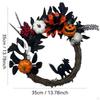 Halloween Wreath with Pumpkins 13.8inch Porch Wall Hanging Decorative Garland for