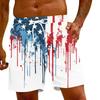 Pantalones cortos casuales con cordones y estampado del Día de la Independencia para hombre