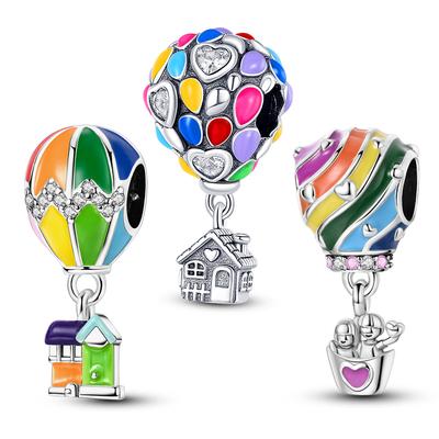 Copper Charms Colorful Air Balloons Beads Fit Original Bracelet Pendants Making Jewelry Women Charm Gift