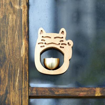 Wind Chime Creative Copper Bell Pendant Japanese Wooden for Room Refrigerator Home Decorative