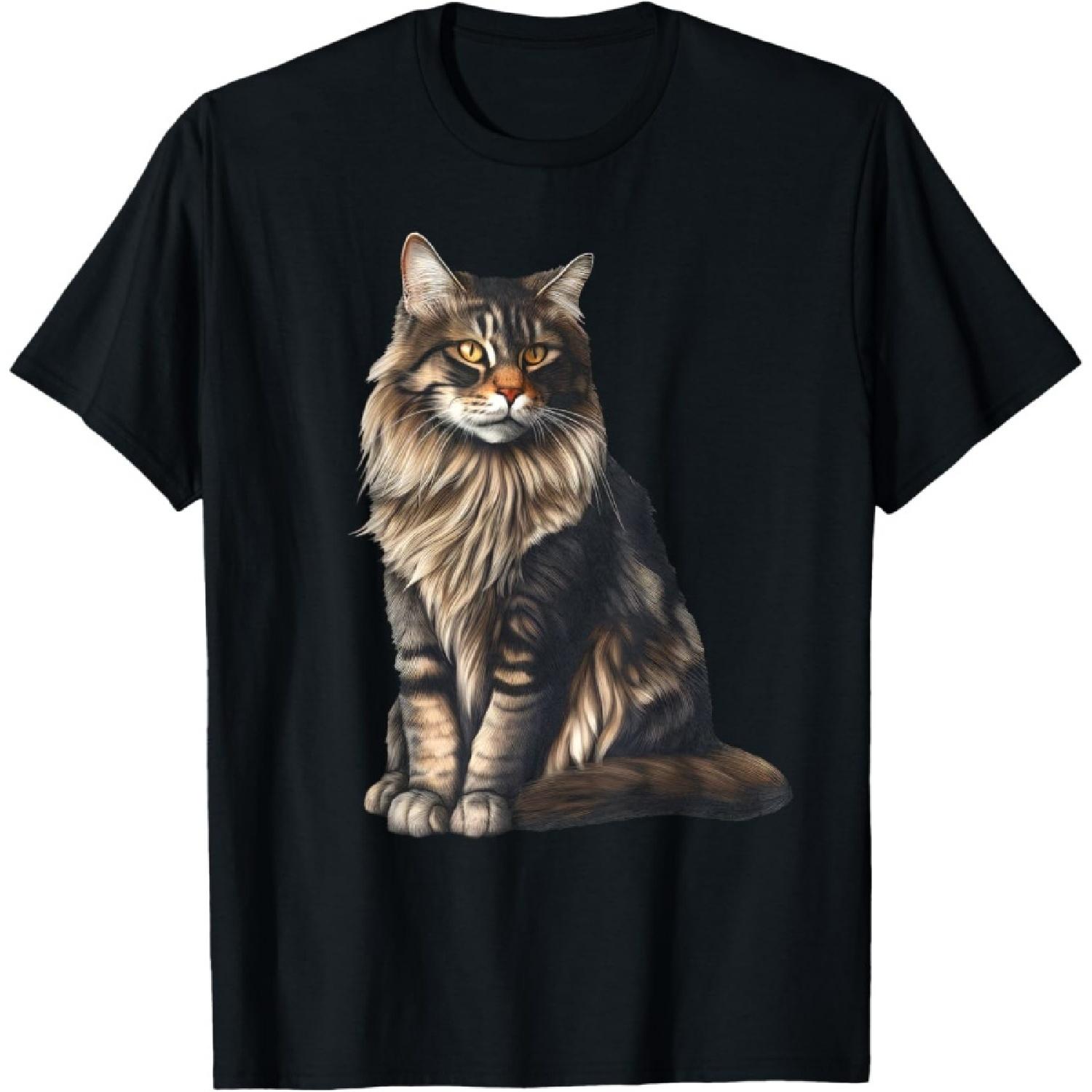 

American Forest Cat Maine-Coon Cat T-Shirt S чёрный