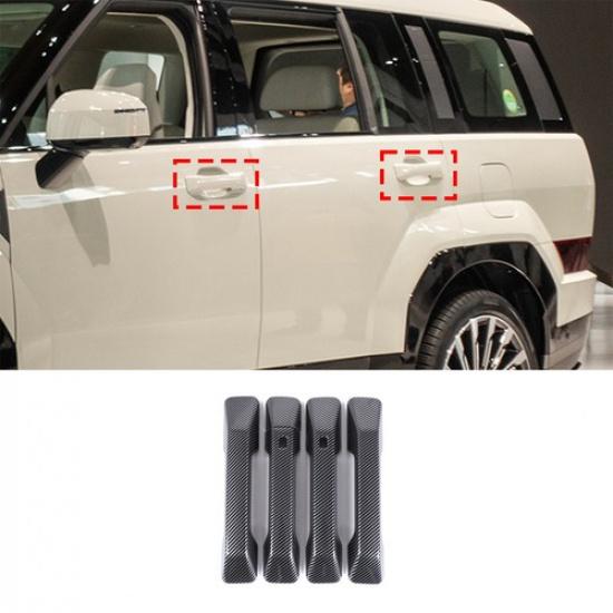 Carbon fiber ABS Car Outer Door Handle Cover Trim For Hyundai Santa Fe 2024+