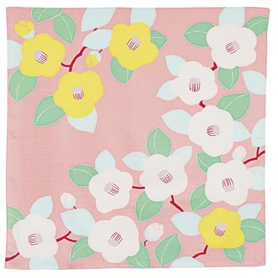 Musubi Furoshiki 70 Himemusubi Adeline Klam Camellia Salmon Pink 70cm Organic Cotton