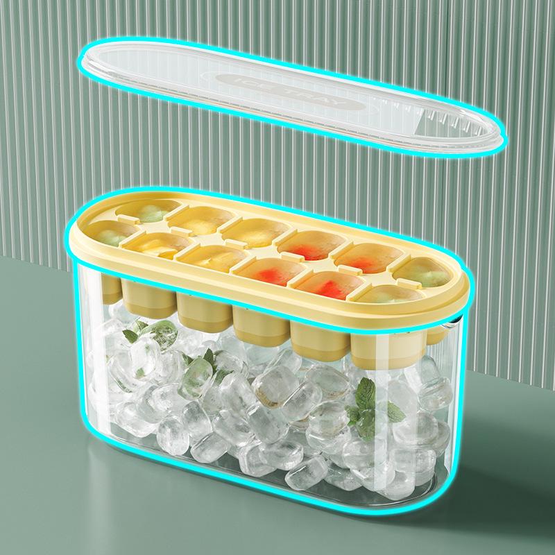 Multi-layer Silicone Ice Cube Tray & Storage Box - Large Press-type Design for Home Use